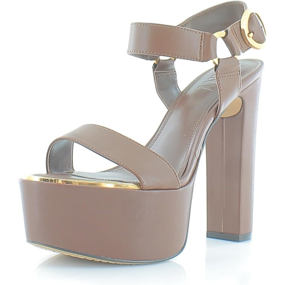 image:imageDKNY Womens Shila Platform Block Heel With Belt DetailSaddle