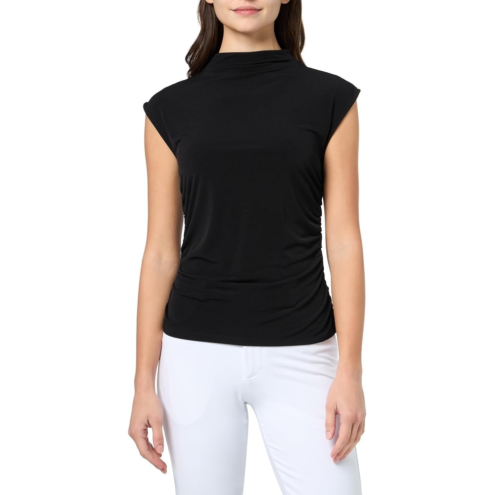 image:imageDKNY Womens Sleeveless Mock Neck Jersey BlouseBlack