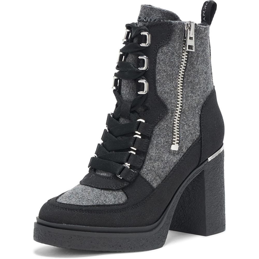 image:imageDKNY Womens Toia Platform Combat Boot with Block HeelGreyBlack