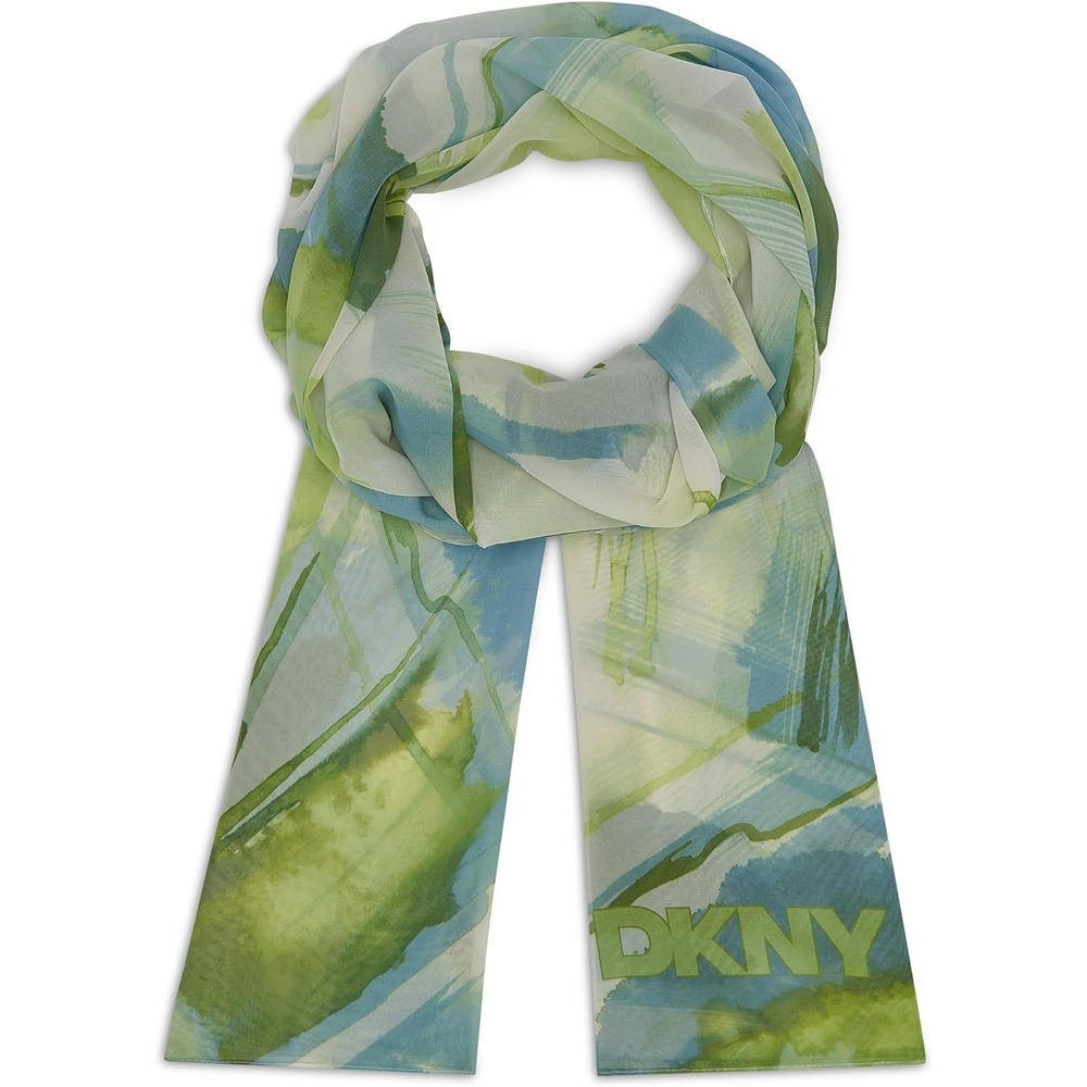 image:imageDKNY Womens Tropical Garden Print Sheer Lightweight Scarf Sky One Size