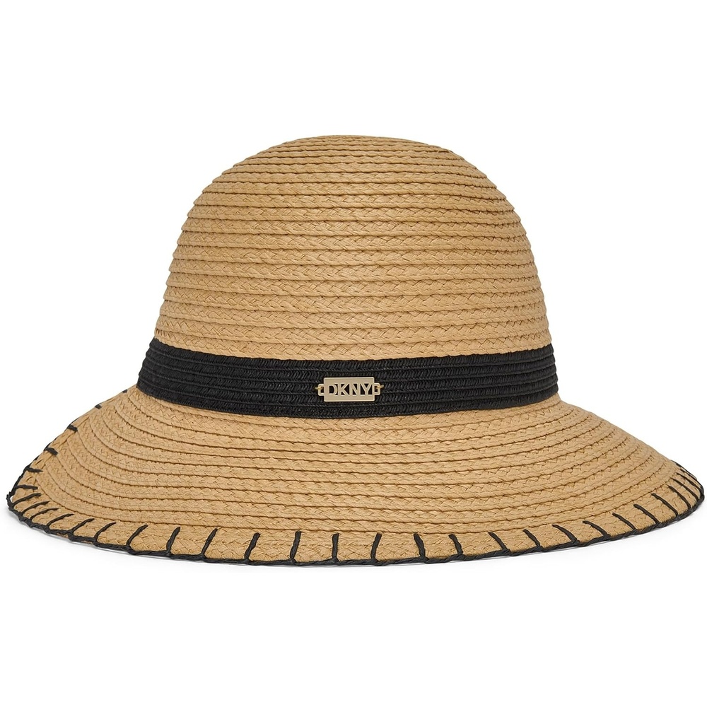 image:imageDKNY Womens Whipstitch Embroidered Reader Hat Natural One Size