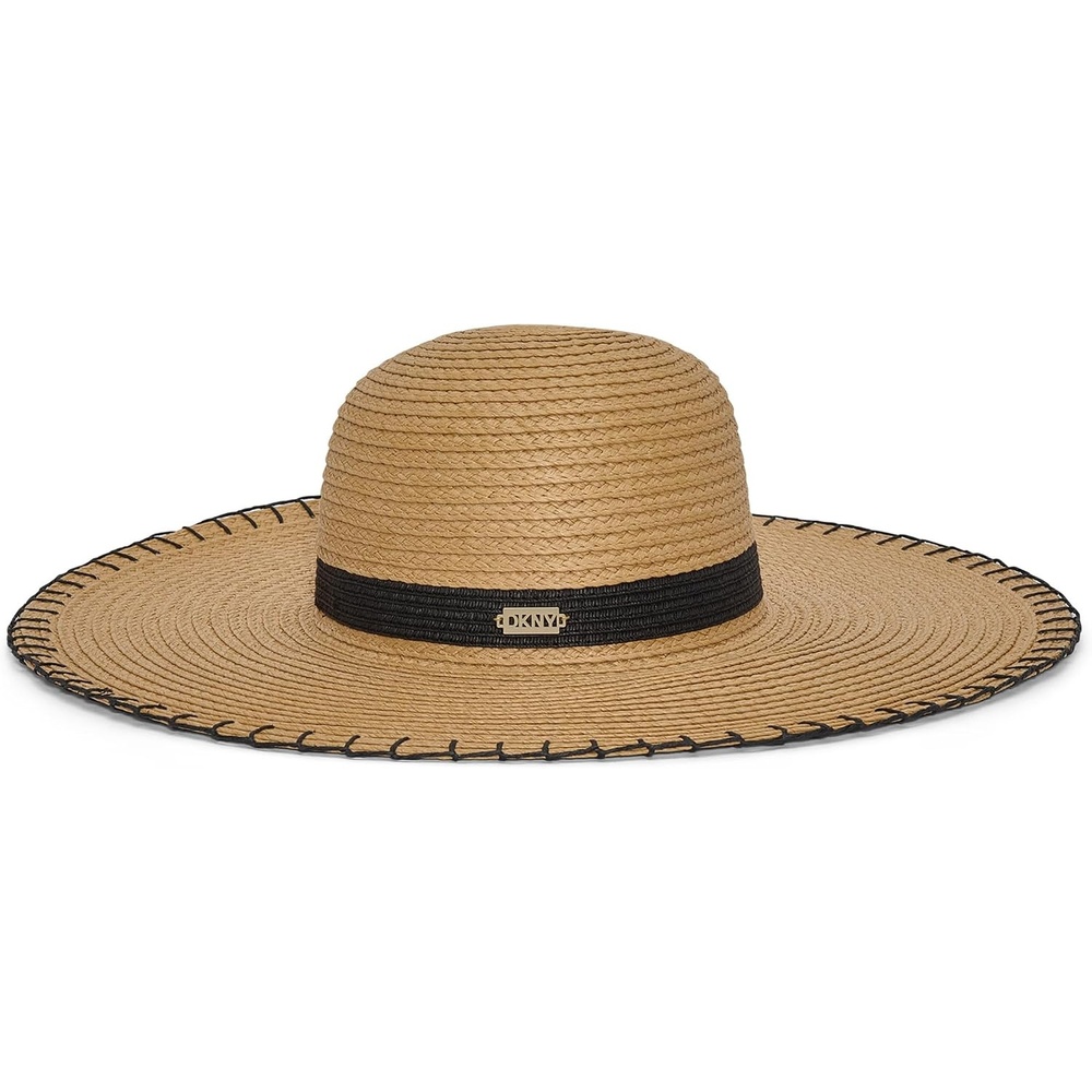image:imageDKNY Womens Whipstitch Embroidered Sunhat Natural One Size