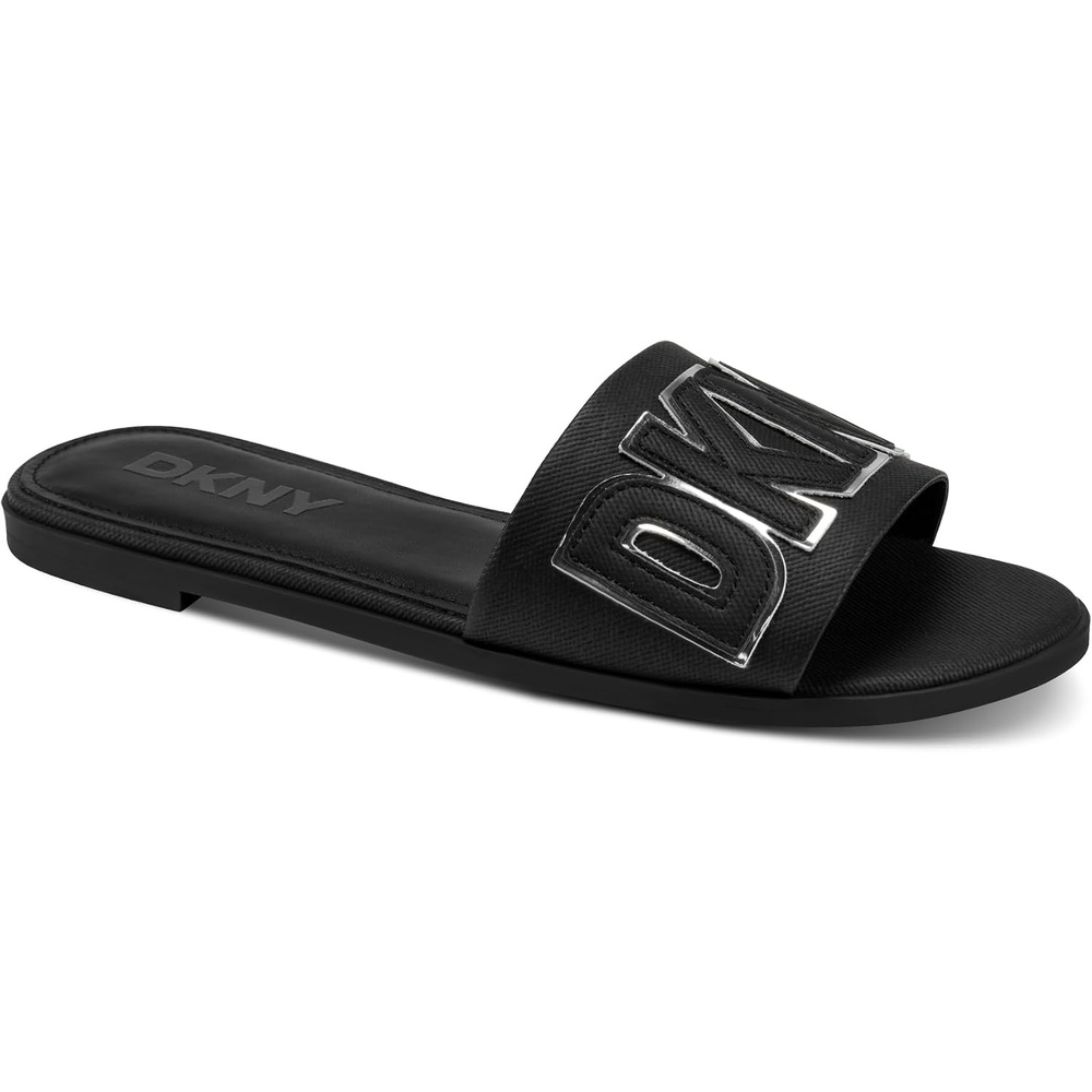 image:imageDKNY Womens Willow Flat Slide Sandal With Logo Black 9