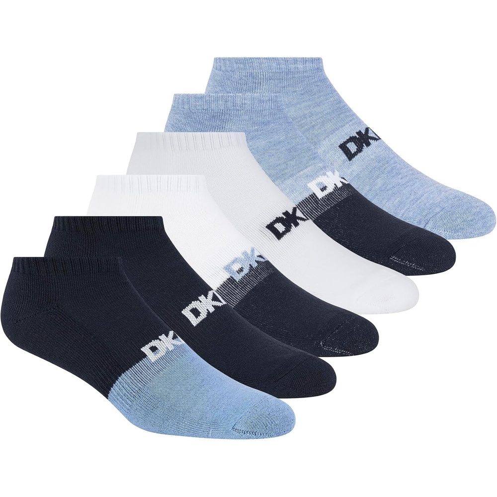image:imageDKNY mens 6 Pack Sport Cushion Low Cut SocksNavyWhiteDenim