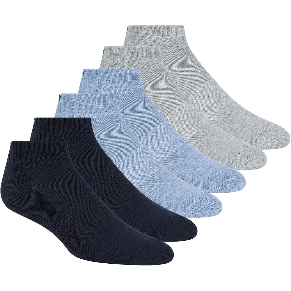 image:imageDKNY mens 6 Pack Sport Cushion Quarter Crew SocksNavyDenimGrey
