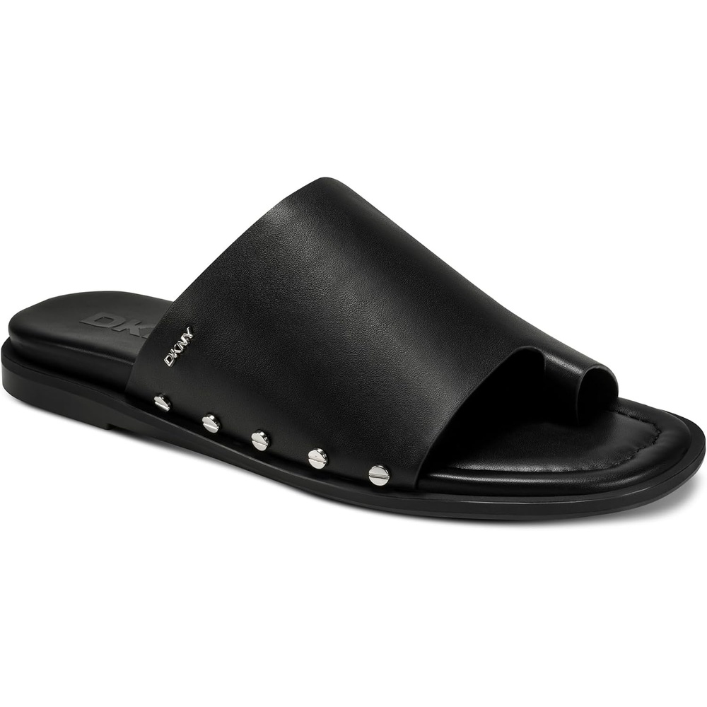 image:imageDKNY womens Colwyn Flat Sandal With Toe Loop and Stud EmbellishmentsBlack