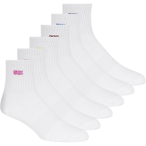 DKNY Women’s 6 Pack Sport Low Crew Socks(White/Multi)