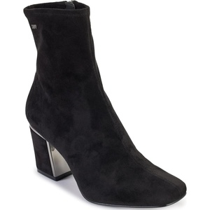 DKNY Women’s Cavale Evening Fashion Bootie With Block Heel(Black Suede)