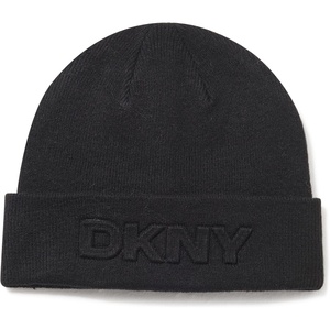 DKNY Women’s Debossed Beanie with Logo(Black)