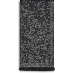 DKNY Women’s Leopard Print Metallic Pashmina(Black)