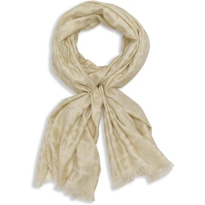 DKNY Women’s Logo Metallic Pashmina Scarf(Eggshell)