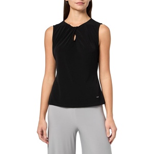 DKNY Women’s Sleeveless Keyhole Jersey Workwear Top(Black)