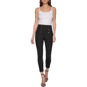 DKNY Women’s Slim Fit Multi Button Ponte Pant(Black)