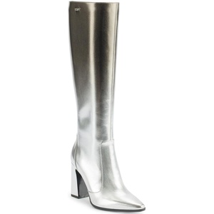 DKNY Women’s Soryn Knee High Boot With Block Heel(Pewter/Silver)