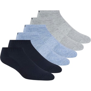 DKNY mens 6 Pack Sport Cushion Low Cut Socks(Navy/Denim/Grey)