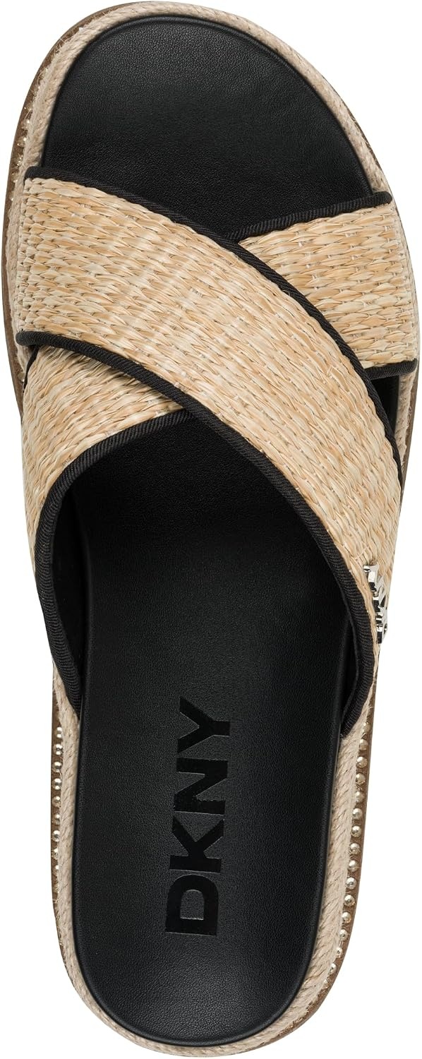 image:imageDKNY Womens Berris Criss Cross Espadrille Platform Sandal With LogoNaturalBlack