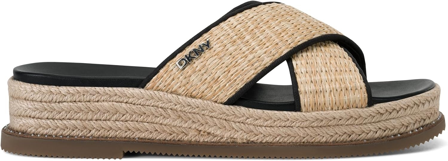 image:imageDKNY Womens Berris Criss Cross Espadrille Platform Sandal With LogoNaturalBlack