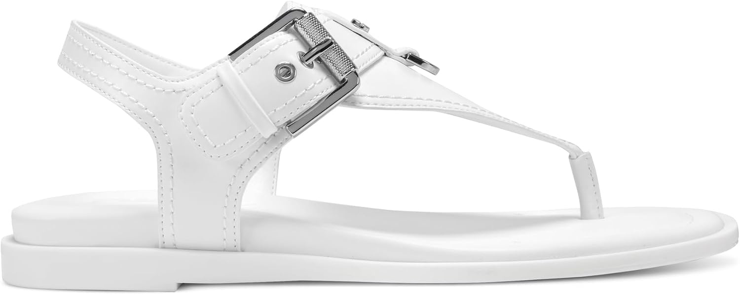 image:imageDKNY Womens Cassiane Flat Thong Sandal With Belt DetailWhite