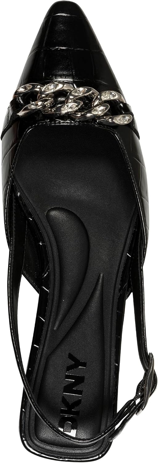 image:imageDKNY Womens Cosetta Slingback Poitned Toe Ballet Flat with EmbellishmentsBlack