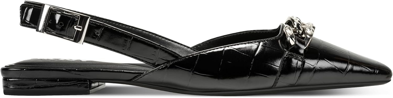 image:imageDKNY Womens Cosetta Slingback Poitned Toe Ballet Flat with EmbellishmentsBlack