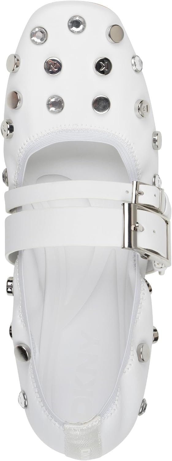 image:imageDKNY Womens Davey Studded Ballet Flat with Belt DetailWhite