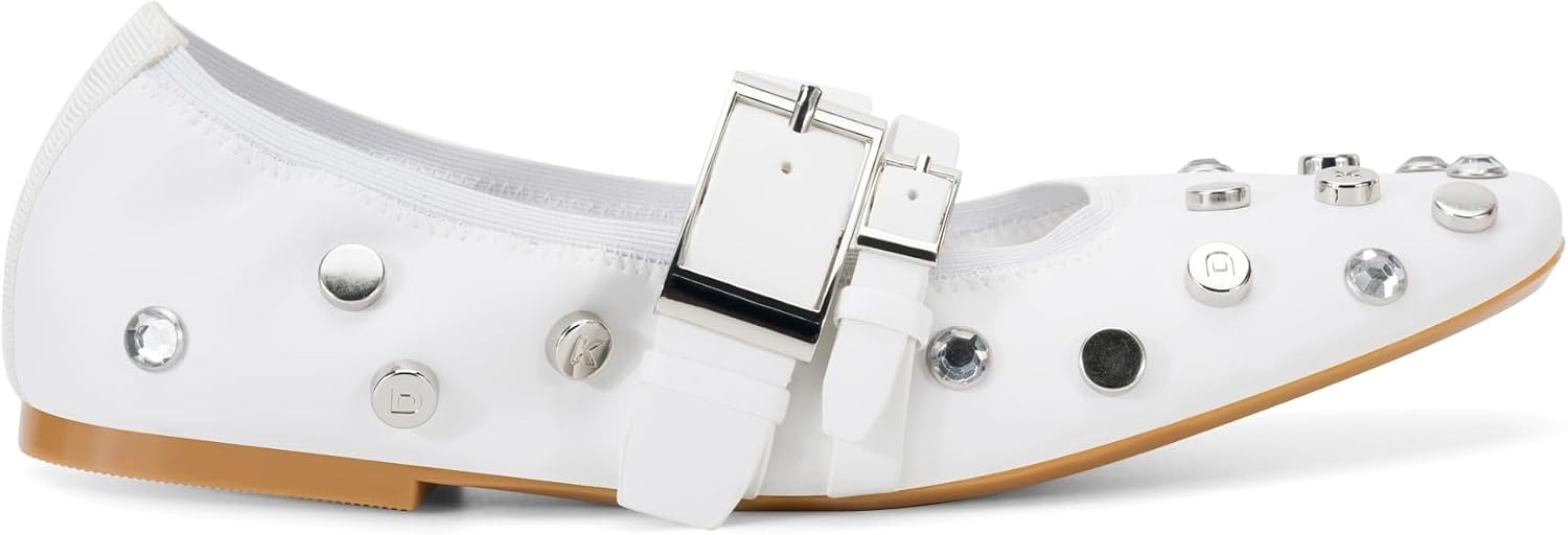 image:imageDKNY Womens Davey Studded Ballet Flat with Belt DetailWhite