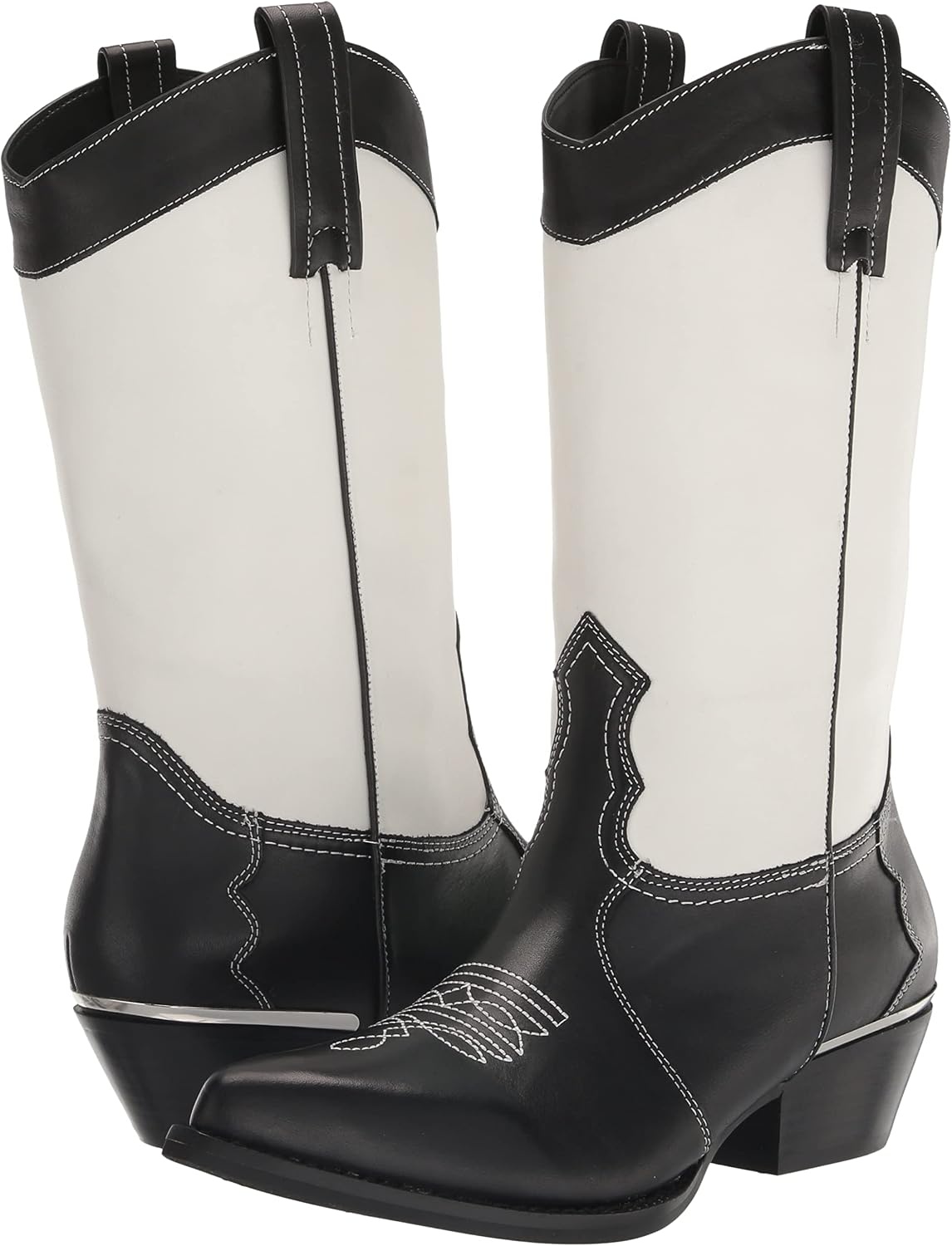 image:imageDKNY Womens Laila Metallic Leather Cowboy BootBlackWhite