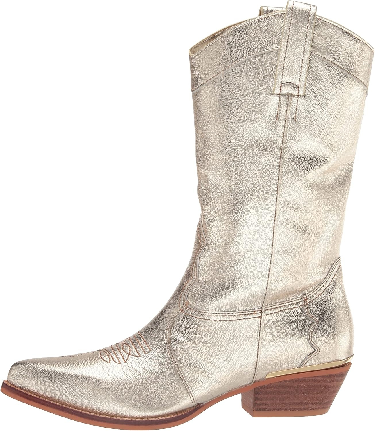 image:imageDKNY Womens Laila Metallic Leather Cowboy BootPlatino