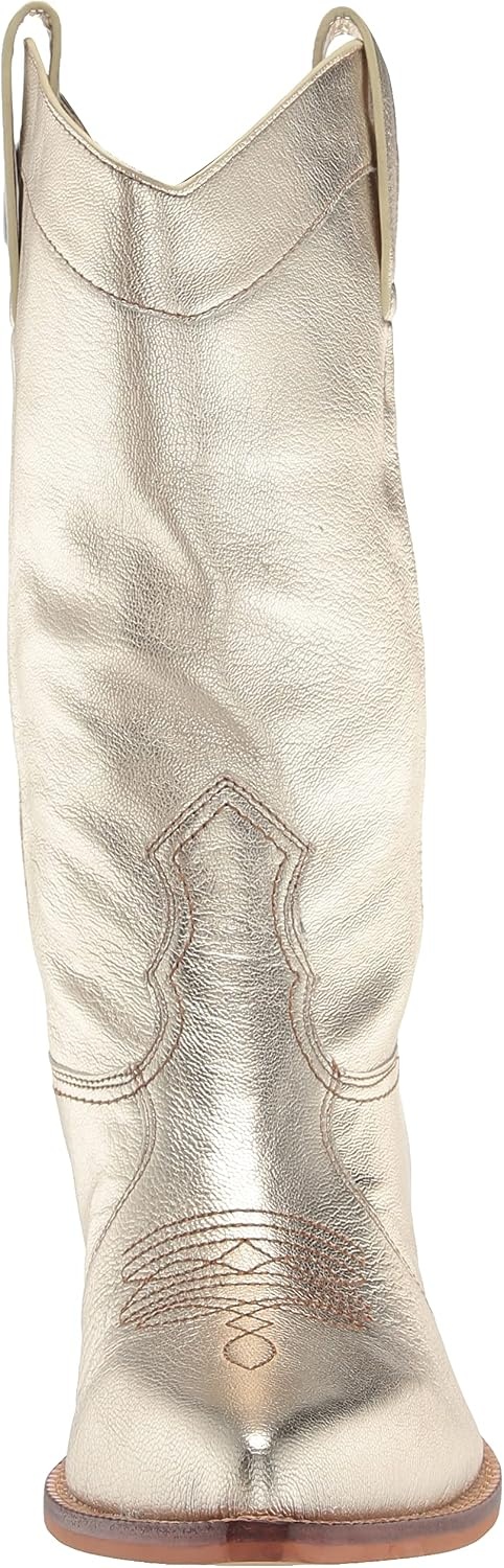image:imageDKNY Womens Laila Metallic Leather Cowboy BootPlatino