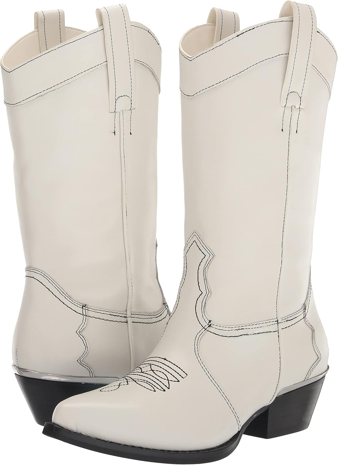 image:imageDKNY Womens Laila Metallic Leather Cowboy BootWhtBlack