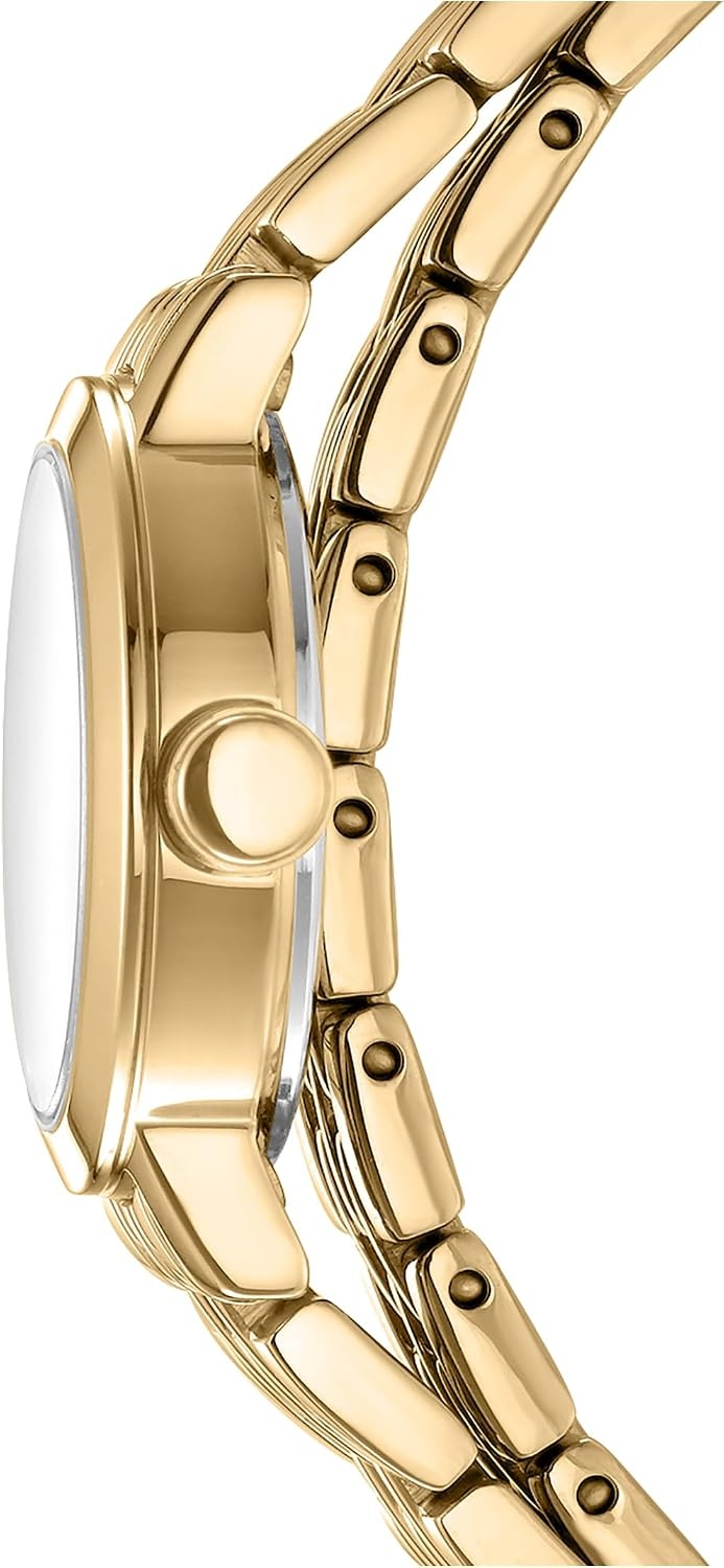 image:imageDKNY Womens Mini Black Dial GoldTone Stainless Steel Double Bracelet Watch 23 mm