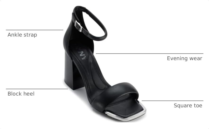 image:imageDKNY Womens Scarla Evening Square Toe Ankle Strap Block HeelBlack