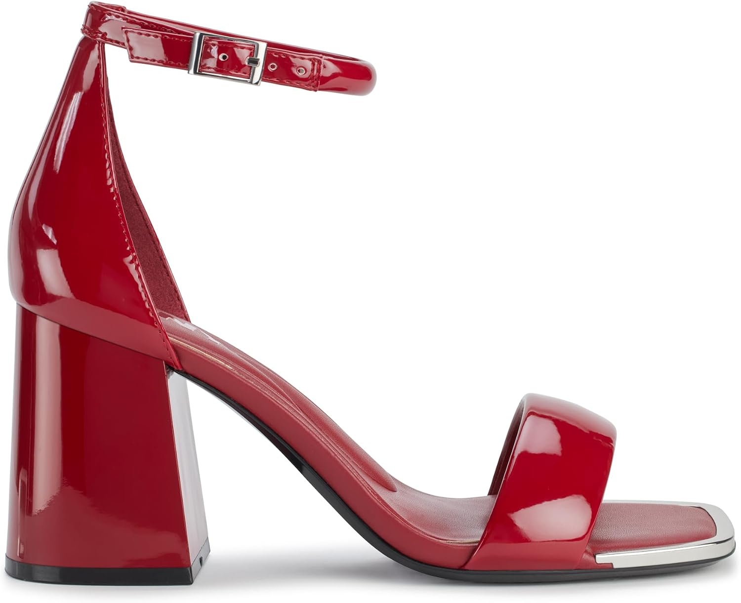 image:imageDKNY Womens Scarla Evening Square Toe Ankle Strap Block HeelRuby Red