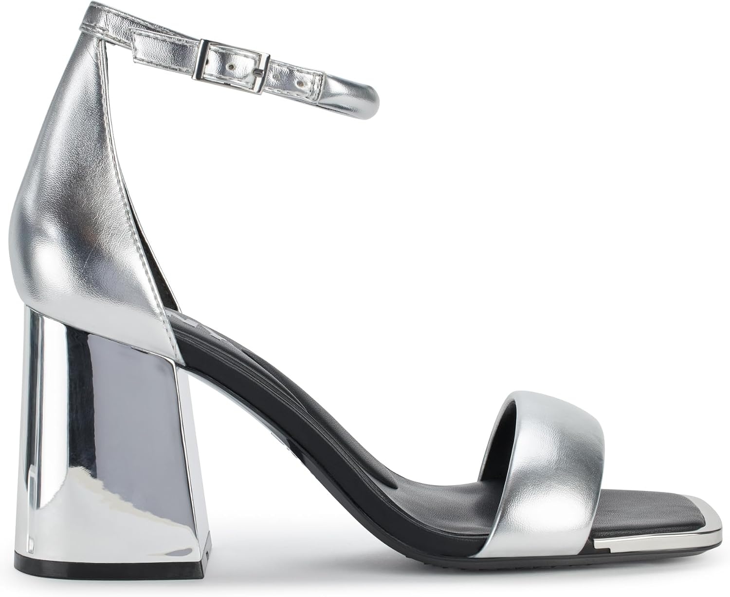 image:imageDKNY Womens Scarla Evening Square Toe Ankle Strap Block HeelSilver
