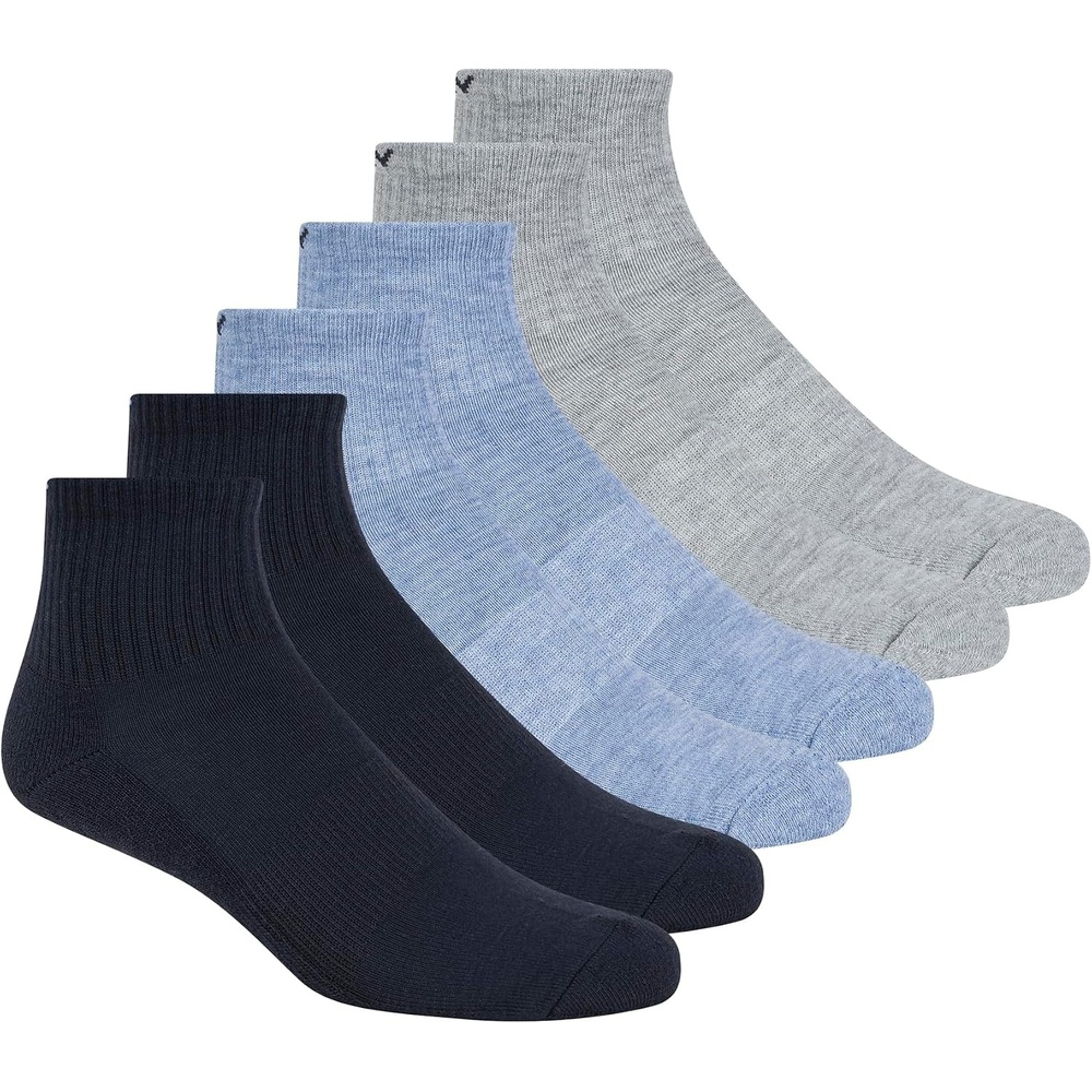 image:imageDKNY Mens 6 Pack Sport Cushion High Quarter Crew SocksNavyDenimGrey