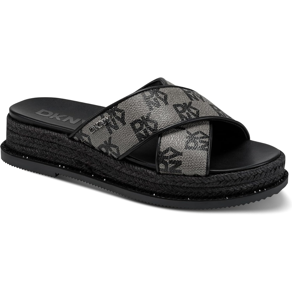 image:imageDKNY Womens Berris Criss Cross Espadrille Platform Sandal With LogoBlack