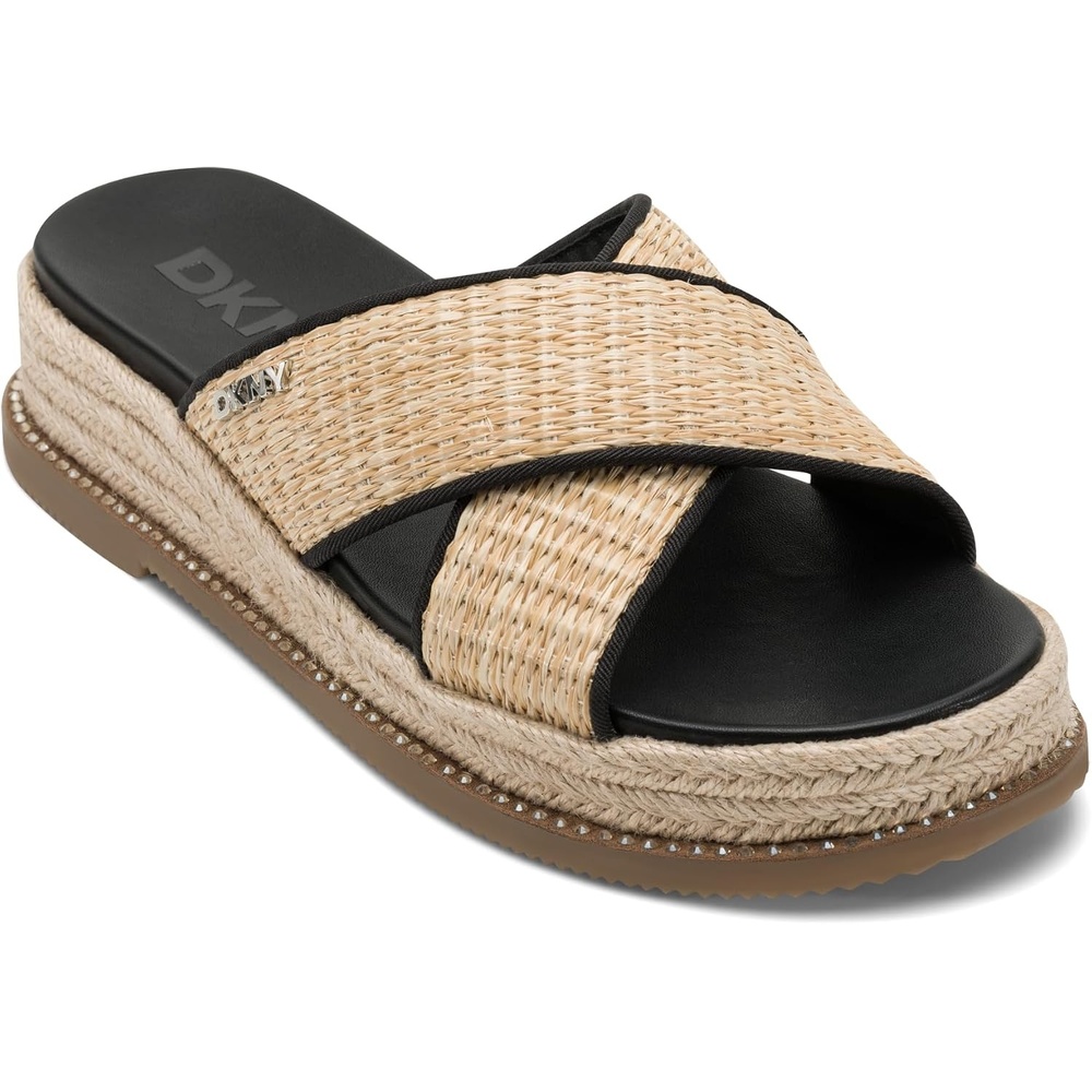 image:imageDKNY Womens Berris Criss Cross Espadrille Platform Sandal With LogoNaturalBlack