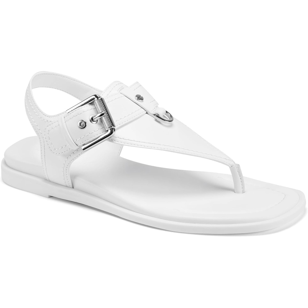 image:imageDKNY Womens Cassiane Flat Thong Sandal With Belt DetailWhite