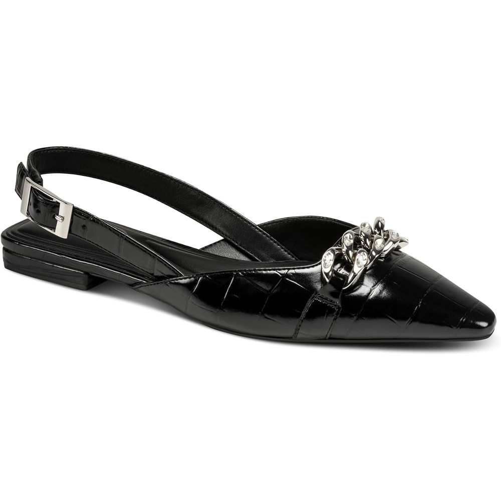 image:imageDKNY Womens Cosetta Slingback Poitned Toe Ballet Flat with EmbellishmentsBlack