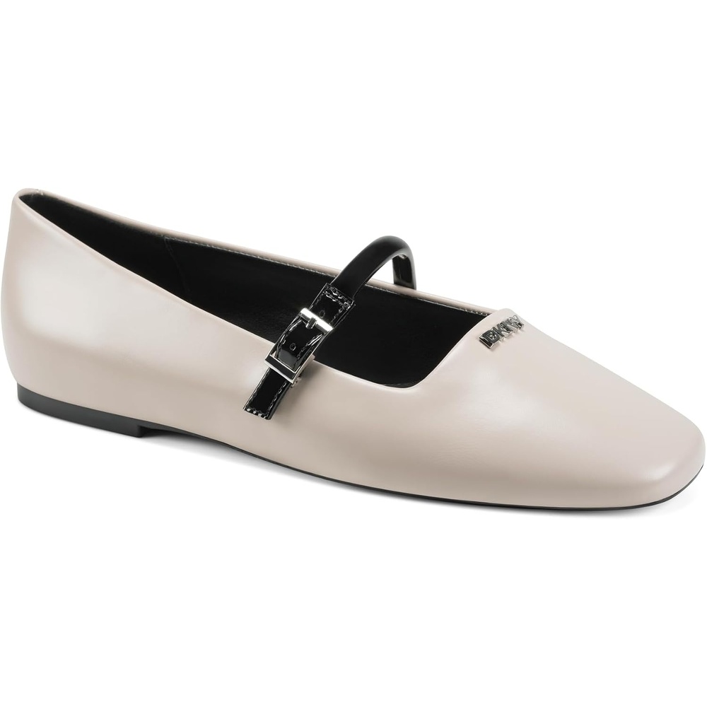 image:imageDKNY Womens Danita Ballet Flat with Belt StrapTaupeBlack