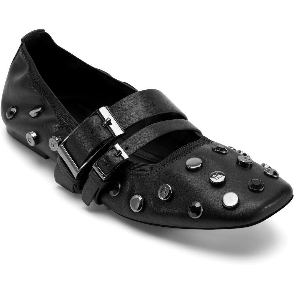 image:imageDKNY Womens Davey Studded Ballet Flat with Belt DetailBlack