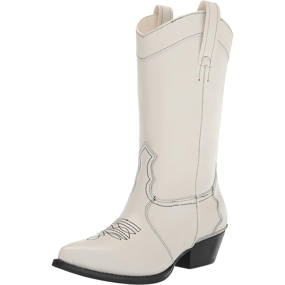 image:imageDKNY Womens Laila Metallic Leather Cowboy BootWhtBlack