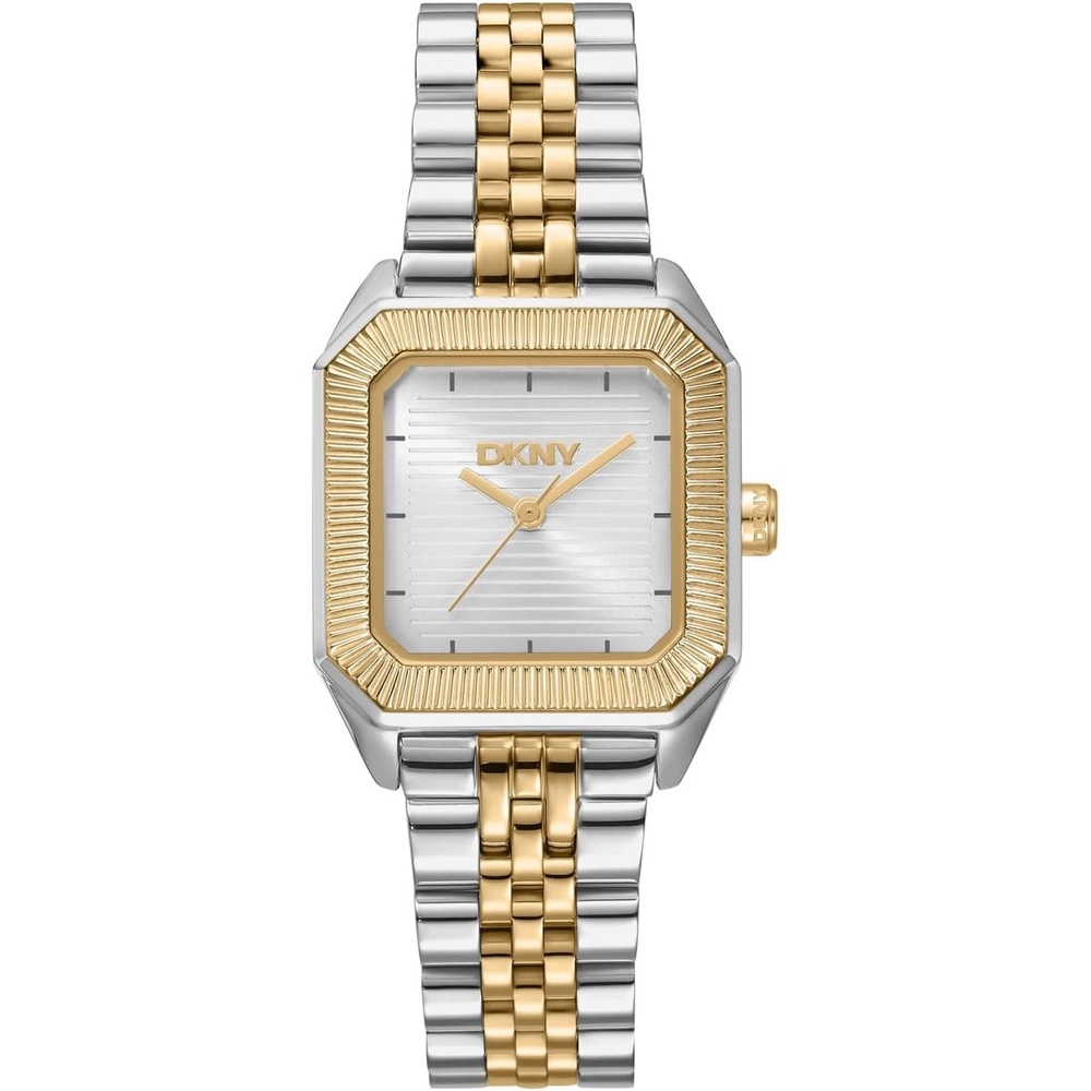 image:imageDKNY Womens Signature Shape Silver Dial Two Tone Stainless Steel Bracelet Watch 27x34mm