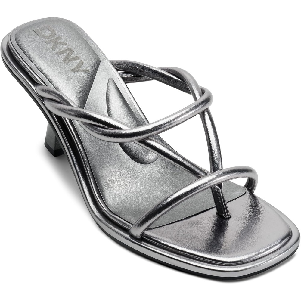 image:imageDKNY womens Rabun Strappy Flip Flop Heeled SandalNickel